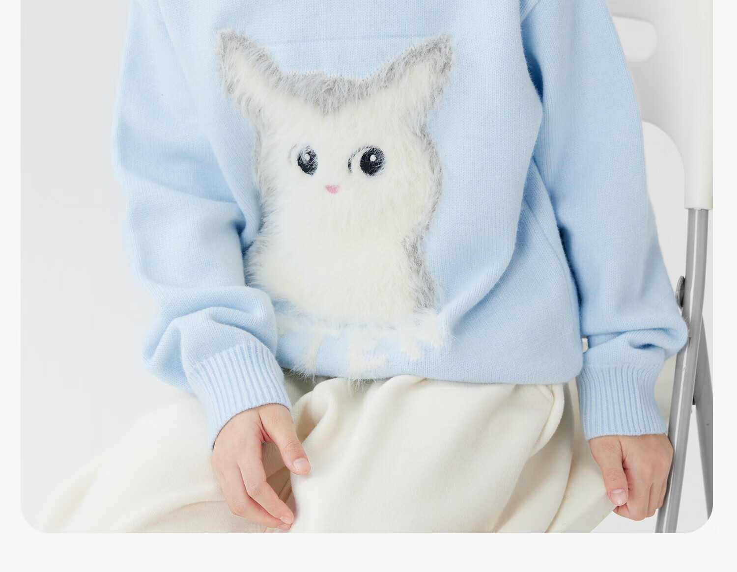 Zuo Xi Girls' Sweater Autumn Winter 2025 New Plush Inner Wear Cute Pet Children's Knitwear Trendy Light Yellow 160 33
